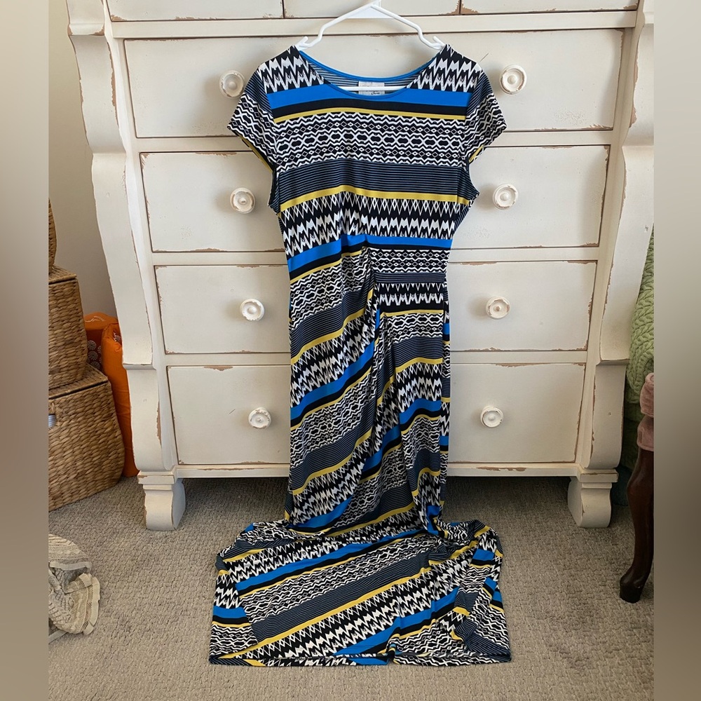 Beige by eci Blue and Black Maxi Dress